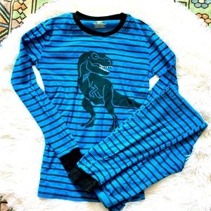 🌞3/$18🌞Dolphin & Fish Blue Striped Dinosaur Pajamas, Sz 10